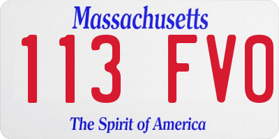MA license plate 113FV0