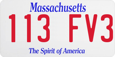 MA license plate 113FV3