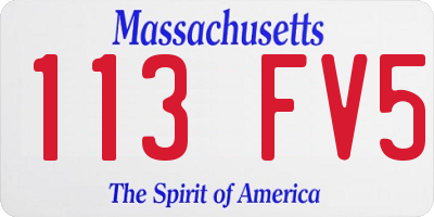 MA license plate 113FV5