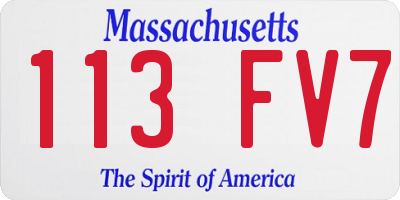 MA license plate 113FV7