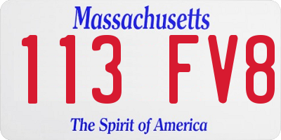 MA license plate 113FV8