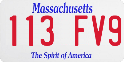 MA license plate 113FV9