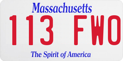 MA license plate 113FW0