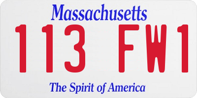 MA license plate 113FW1