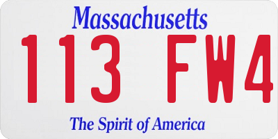 MA license plate 113FW4