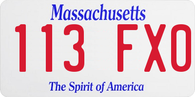 MA license plate 113FX0