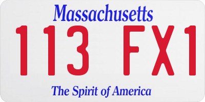 MA license plate 113FX1