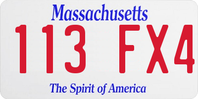 MA license plate 113FX4