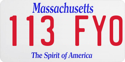 MA license plate 113FY0