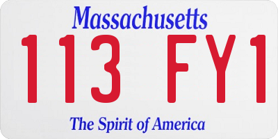 MA license plate 113FY1