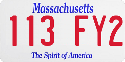 MA license plate 113FY2