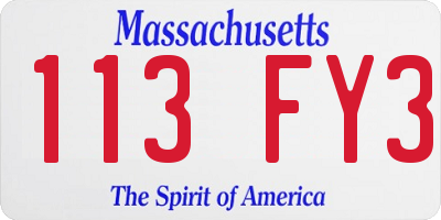 MA license plate 113FY3
