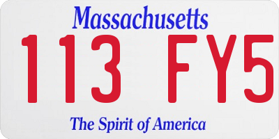 MA license plate 113FY5