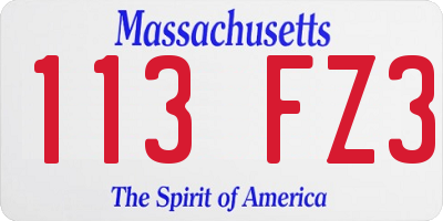 MA license plate 113FZ3