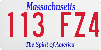 MA license plate 113FZ4