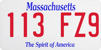 MA license plate 113FZ9