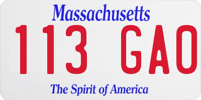 MA license plate 113GA0
