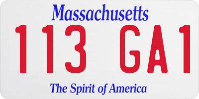 MA license plate 113GA1