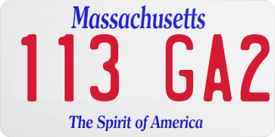 MA license plate 113GA2
