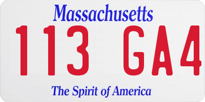 MA license plate 113GA4
