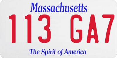 MA license plate 113GA7