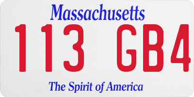 MA license plate 113GB4