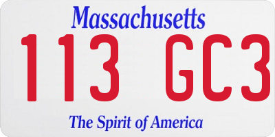 MA license plate 113GC3