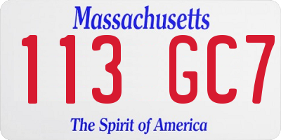MA license plate 113GC7