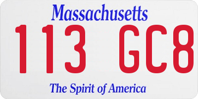 MA license plate 113GC8