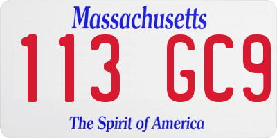 MA license plate 113GC9