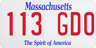 MA license plate 113GD0
