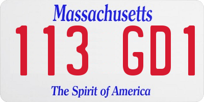 MA license plate 113GD1
