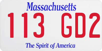 MA license plate 113GD2