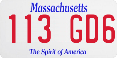 MA license plate 113GD6