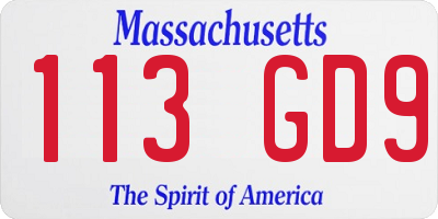 MA license plate 113GD9