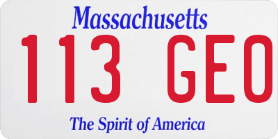 MA license plate 113GE0