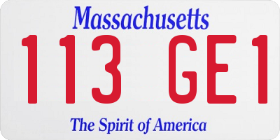 MA license plate 113GE1