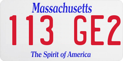 MA license plate 113GE2