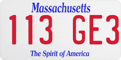 MA license plate 113GE3