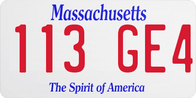 MA license plate 113GE4
