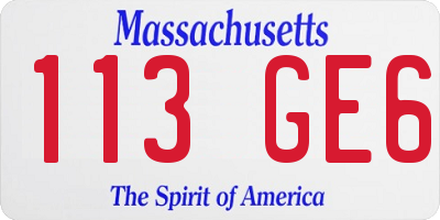 MA license plate 113GE6