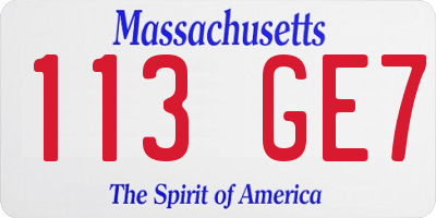 MA license plate 113GE7