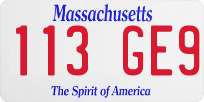 MA license plate 113GE9