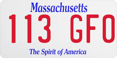 MA license plate 113GF0