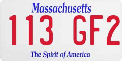 MA license plate 113GF2