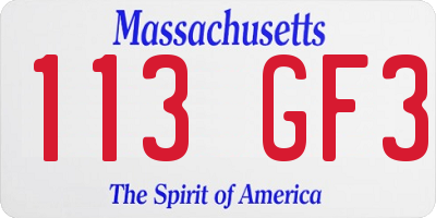 MA license plate 113GF3