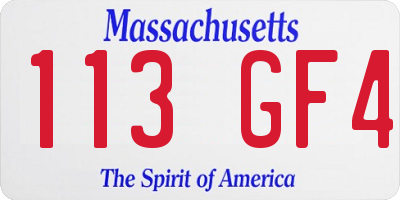 MA license plate 113GF4