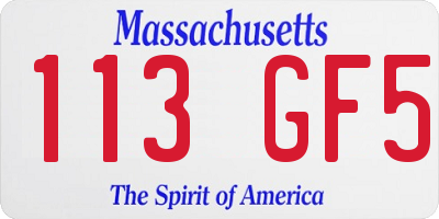MA license plate 113GF5