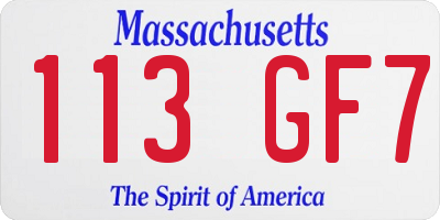MA license plate 113GF7