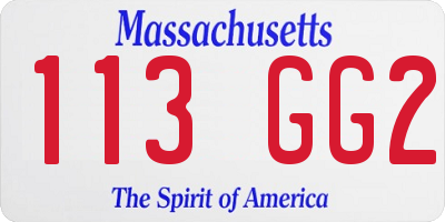MA license plate 113GG2
